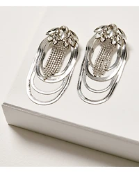 Wonderwest Women's Silver Jeweled Loop Earrings