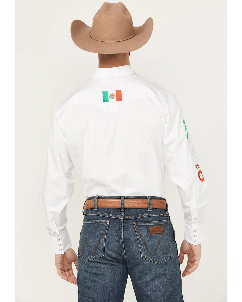 Rodeo Clothing Men's Boot Barn Exclusive Mexico Solid Long Sleeve Pearl Snap Western Shirt