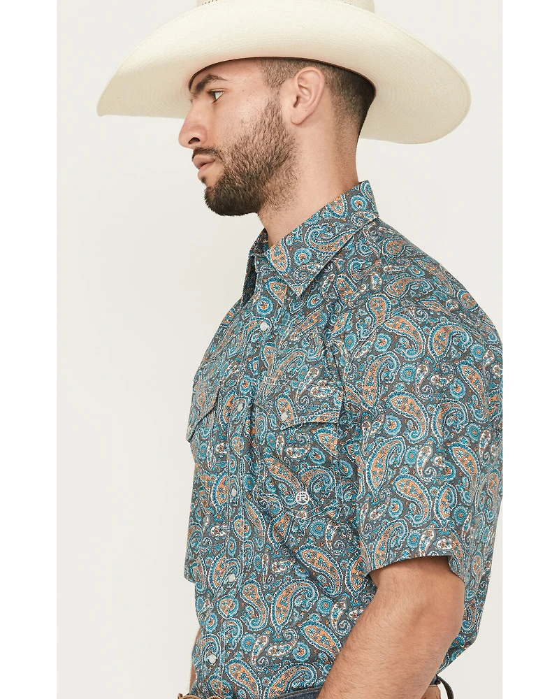 Roper Men's Amarillo Paisley Print Short Sleeve Snap Western Shirt