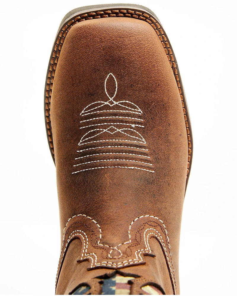 RANK 45® Women's Inspired Stars and Stripes Inlay Shaft Performance Leather Western Boots - Broad Square Toe