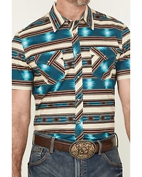 Rock & Roll Denim Men's Southwestern Striped Short Sleeve Snap Stretch Western Shirt