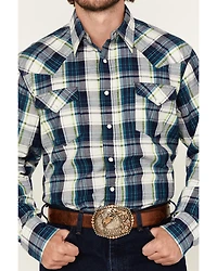 Roper Men's West Made Plaid Print Long Sleeve Snap Western Shirt