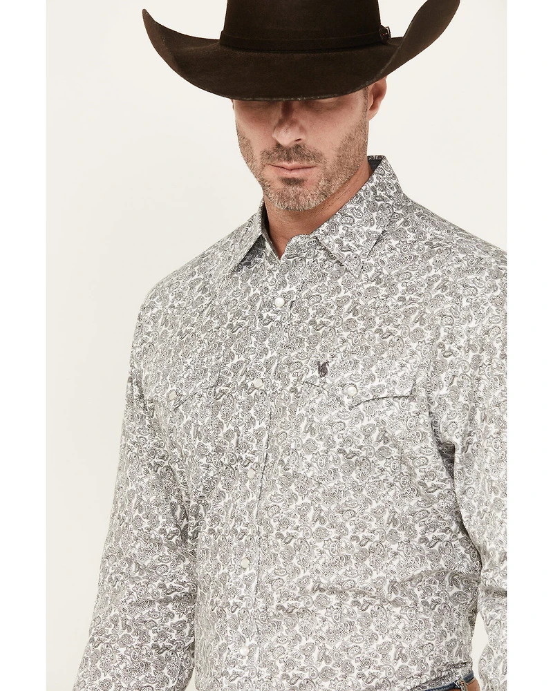 Rodeo Clothing Men's Paisley Print Long Sleeve Pearl Snap Western Shirt