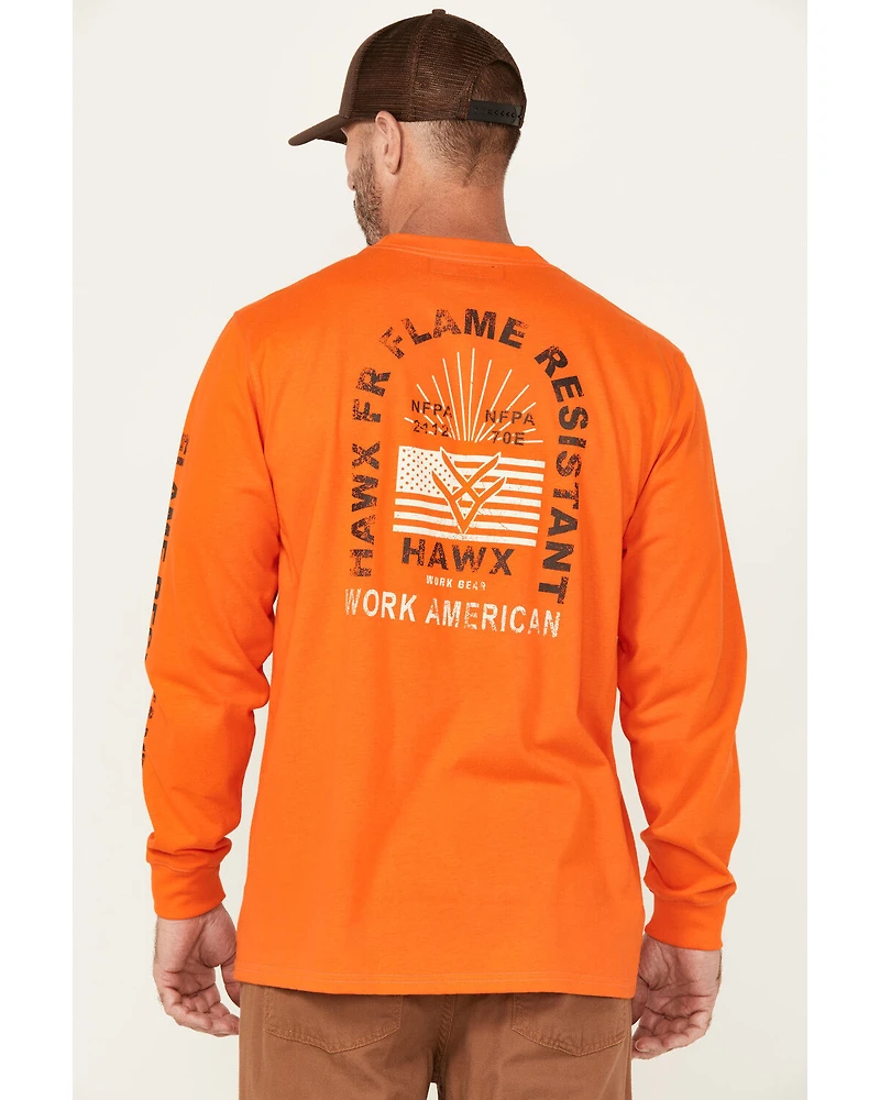 Hawx Men's FR Work American Long Sleeve Graphic T-Shirt