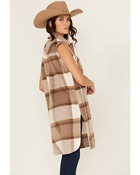 26 International Women's Plaid Print Long Vest
