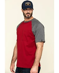 Hawx Men's Red Midland Short Sleeve Baseball Work T-Shirt - Tall