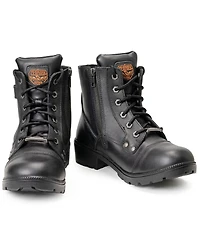 Milwaukee Leather Women's Front Lace Motorcycle Boots - Round Toe