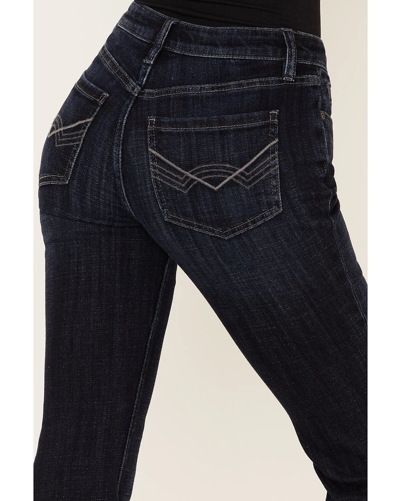 Idyllwind Women's Elliston Dark Wash Mid Rise Studded Slit Bootcut Jeans