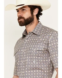 Roper Men's Amarillo Mini Medallion Print Short Sleeve Snap Western Shirt