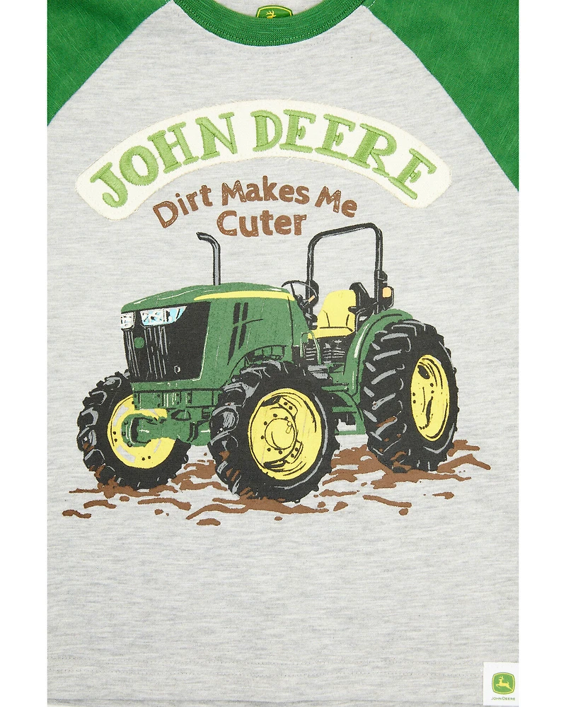 John Deere Toddler Boys' Dirt Makes Me Cuter Short Sleeve Raglan T-Shirt