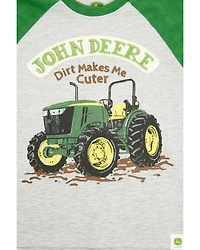 John Deere Toddler Boys' Dirt Makes Me Cuter Short Sleeve Raglan T-Shirt