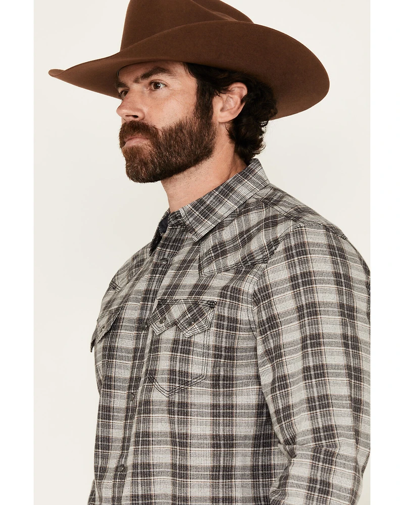 Moonshine Spirit Men's Decibel Plaid Print Long Sleeve Button-Down Western Shirt