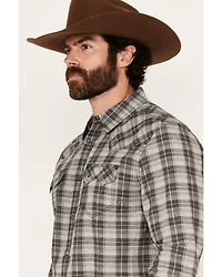 Moonshine Spirit Men's Decibel Plaid Print Long Sleeve Button-Down Western Shirt