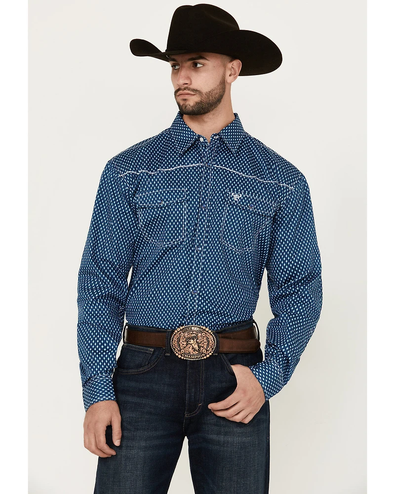 Cowboy Hardware Men's Fleur de Print Long Sleeve Pearl Snap Western Shirt