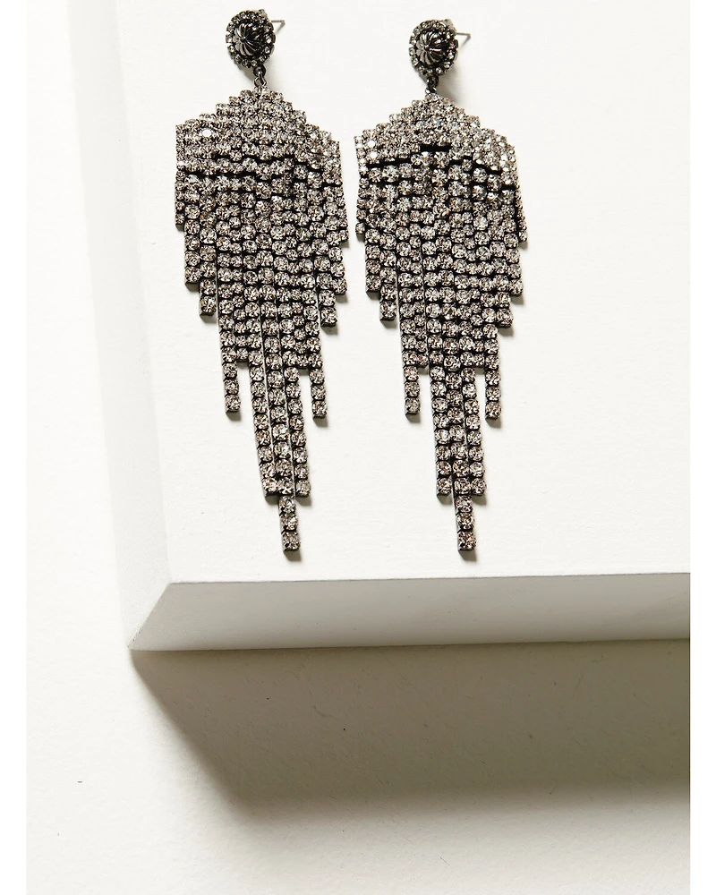 Wonderwest Women's Gem Fringe Earrings