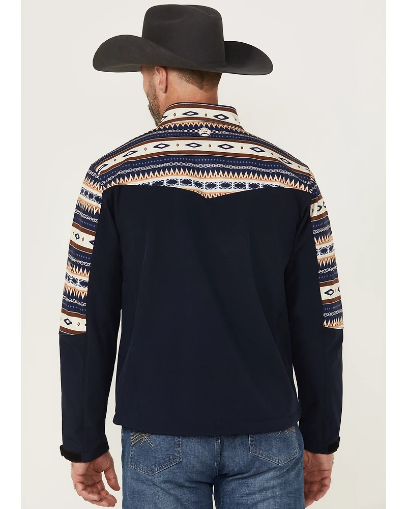 Hooey Men's Southwestern Print Color Block Softshell Jacket