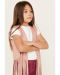 Fornia Girls' Fringe Faux Suede Vest