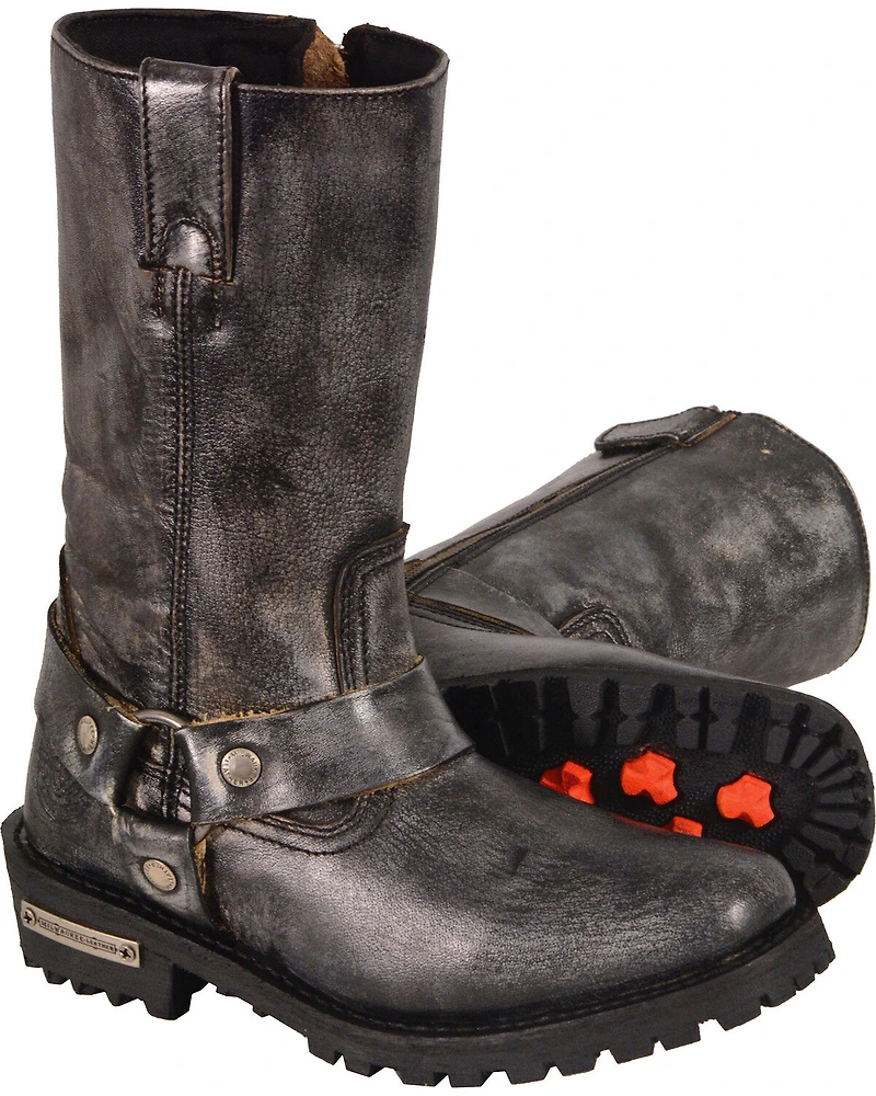 Milwaukee Leather Women's Distressed Classic Harness Boots - Square Toe