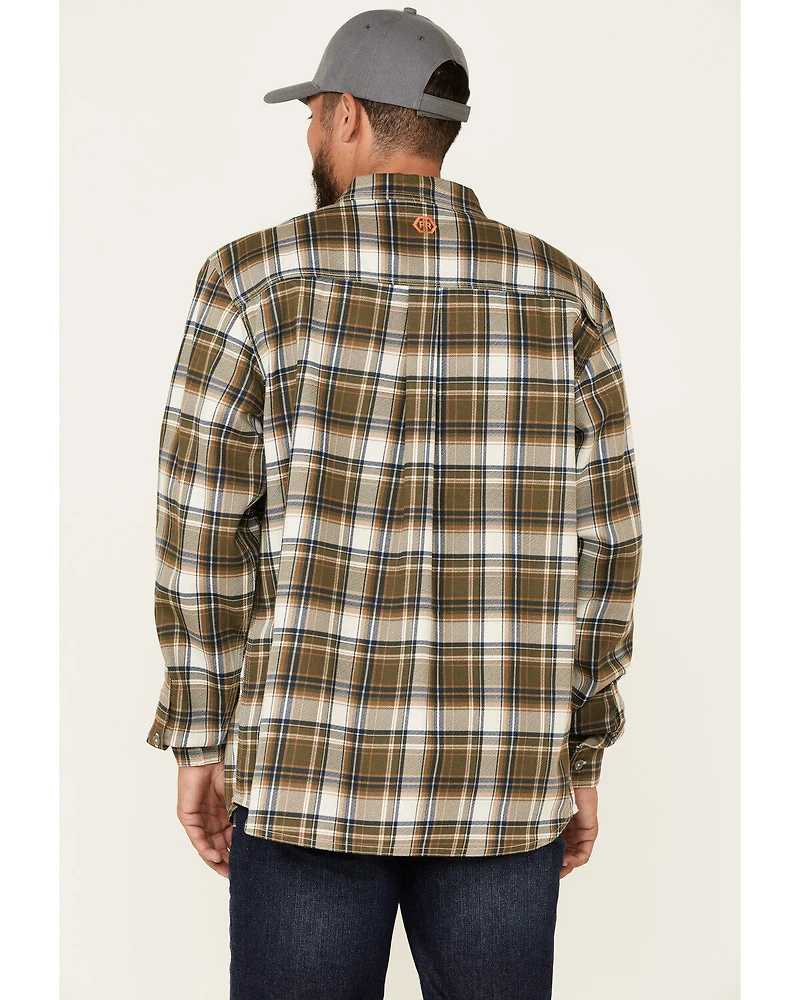 Hawx Men's FR Woven Plaid Print Long Sleeve Button-Down Work Shirt