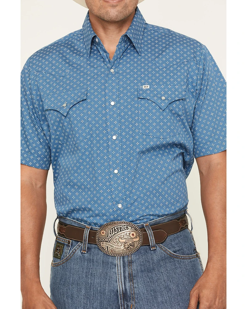 Ely Walker Men's Bandana Print Short Sleeve Pearl Snap Western Shirt