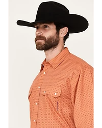 Resistol Men's Diamond Hat Print Long Sleeve Pearl Snap Western Shirt