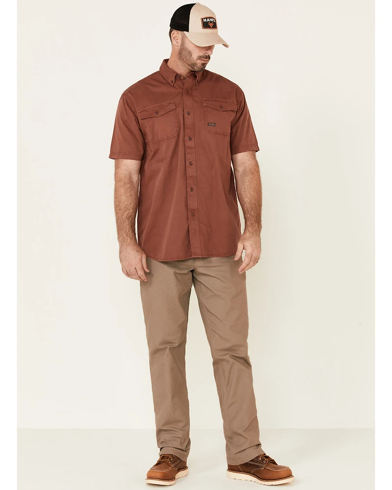 Ariat Men's Henna Solid Rebar Washed Twill Short Sleeve Button Down Work Shirt
