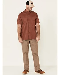 Ariat Men's Henna Solid Rebar Washed Twill Short Sleeve Button Down Work Shirt