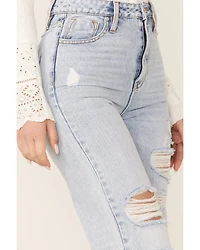Vigoss Women's Distressed Tapered-Ankle Baggy High Rise Jeans