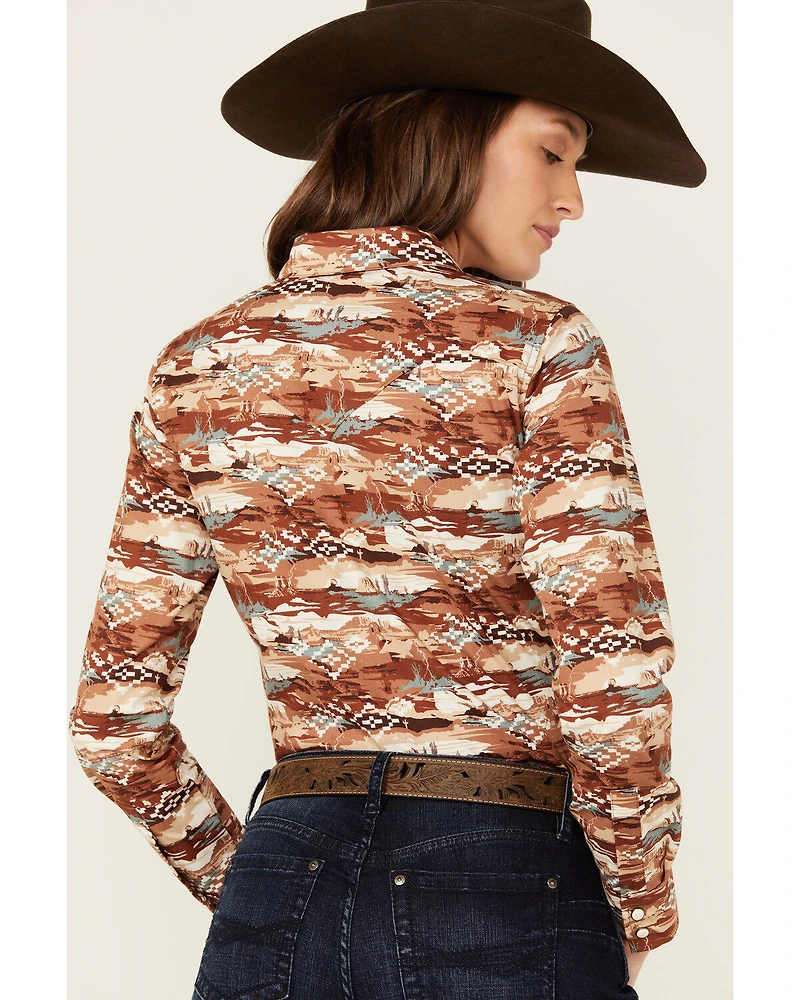 Shyanne Women's Cheyenne Desert Tossed Long Sleeve Snap Stretch Western Shirt
