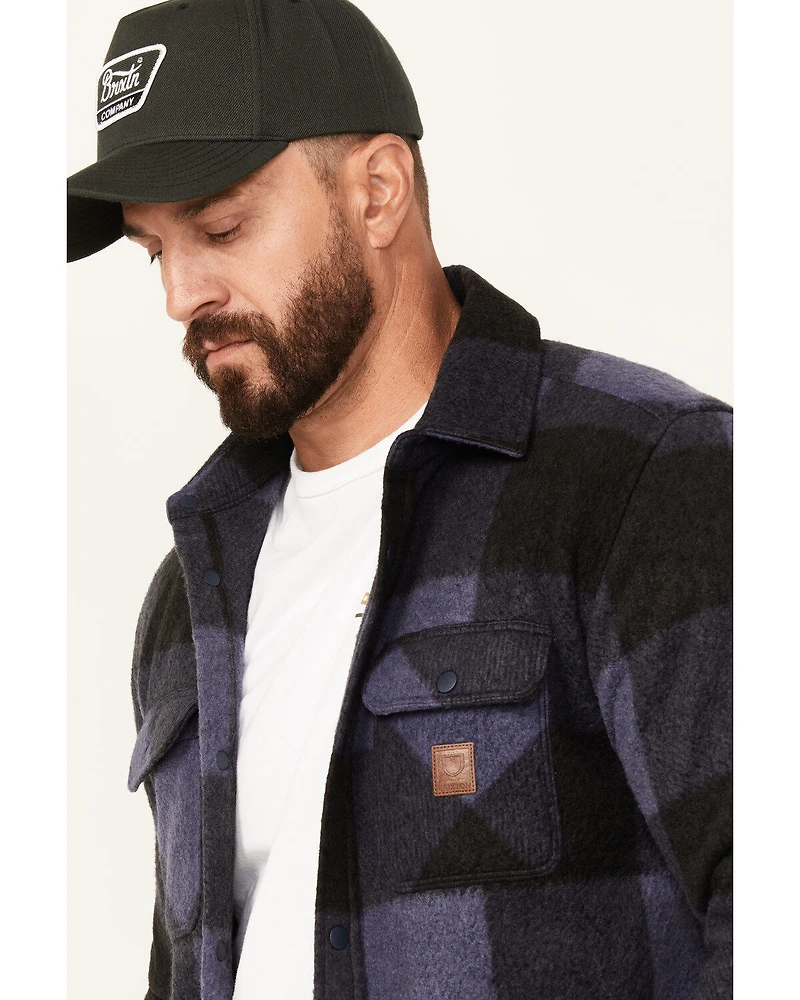 Brixton Men's Bowery Arctic Plaid Print Long Sleeve Snap Stretch Flannel Shirt