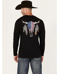 Cody James Men's U.S.A. Skull Long Sleeve Graphic T-Shirt