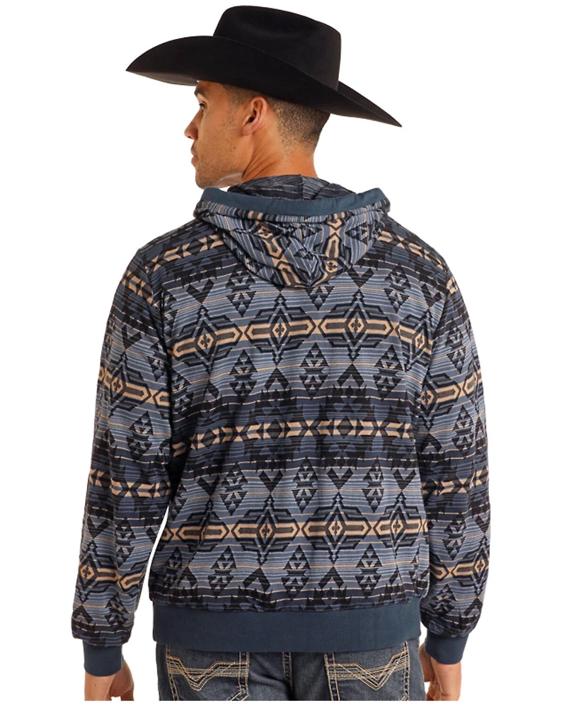 Rock & Roll Denim Men's Southwestern Print Hooded Sweatshirt