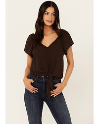 Idyllwind Women's Tern Flutter Sleeve Tie Front Top