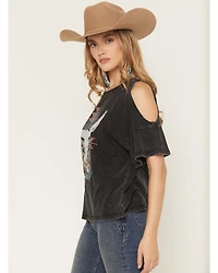 White Crow Women's Run Wild Cold Shoulder Short Sleeve Graphic Tee