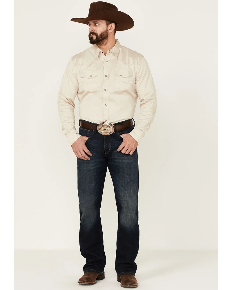 Blue Ranchwear Men's Heavy Twill Long Sleeve Snap Stretch Western Shirt