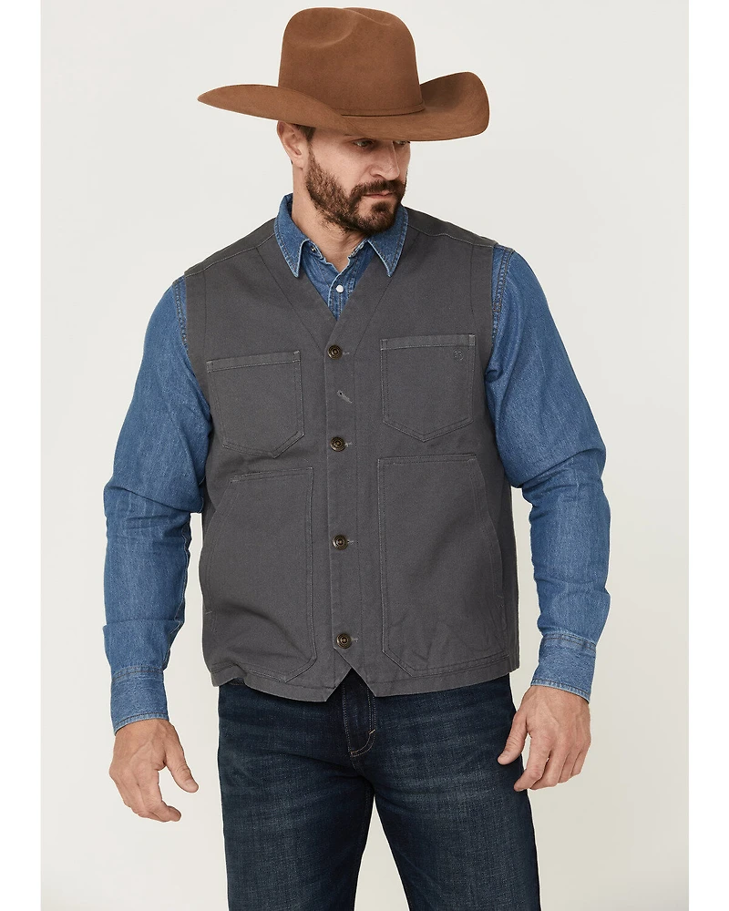 Blue Ranchwear Men's Solid Button-Down Duck Canvas Vest