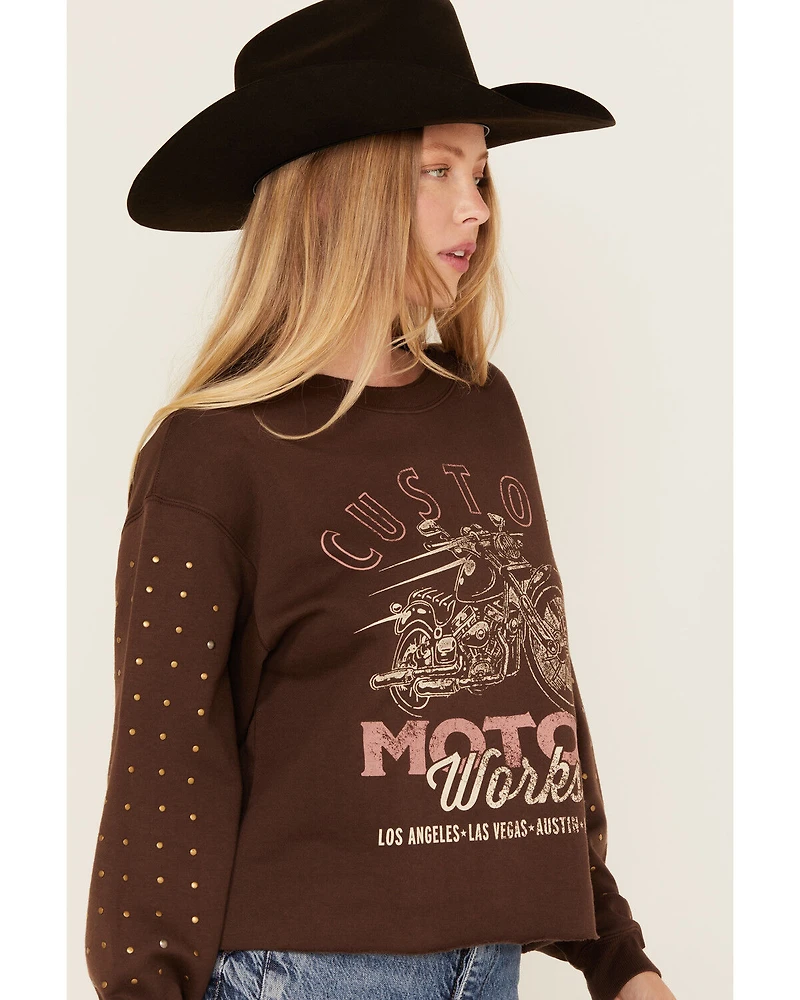 Cleo + Wolf Women's Embellished Sleeve Pullover Sweatshirt