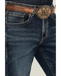 Rock 47 by Wrangler Men's Cowboy Hat Dark Wash Slim Bootcut Stretch Denim Jeans