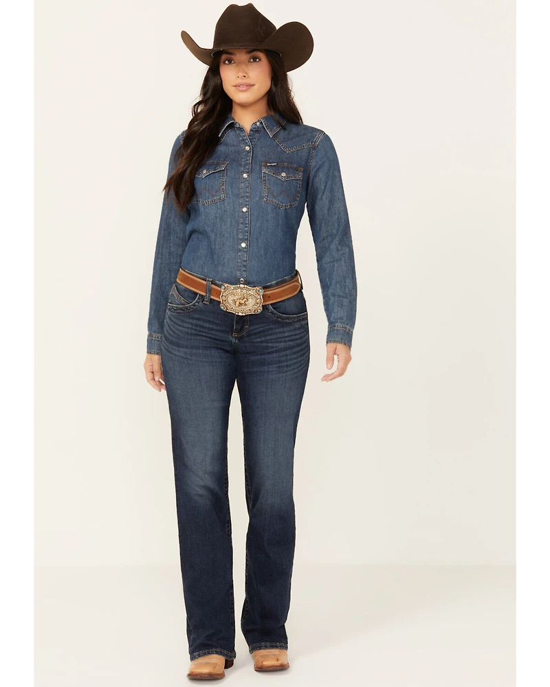 Wrangler Women's Jade Dark Wash Mid Rise Relaxed Bootcut Ultimate Riding Jeans