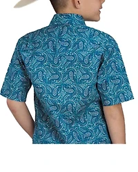 Roper Boys' Paisley Print Short Sleeve Snap Western Shirt
