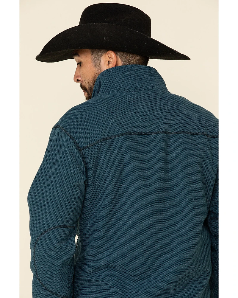 Powder River Outfitters Men's Teal Waffle Melange Knit Zip-Front Jacket