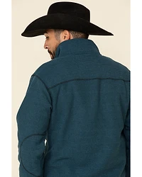 Powder River Outfitters Men's Teal Waffle Melange Knit Zip-Front Jacket