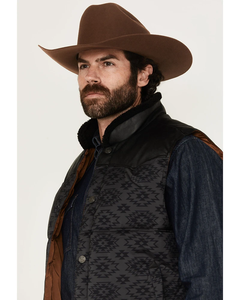 Cody James Men's Rocker Tonal Southwestern Print Puffer Vest