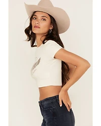 Miss Me Women's Angel Short Sleeve Cropped Graphic Tee