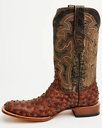 Tanner Marl Men's Exotic Ostrich Print Western Boots - Broad Square Toe