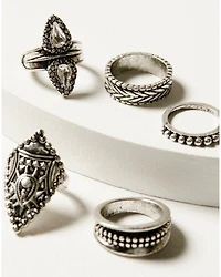 Idyllwind Women's Fairmont 5-Piece Silver Ring Set