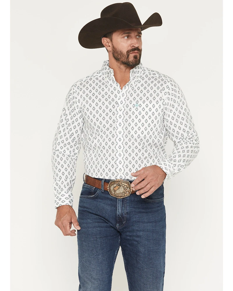 Ariat Men's Bass Geo Print Long Sleeve Button-Down Western Shirt