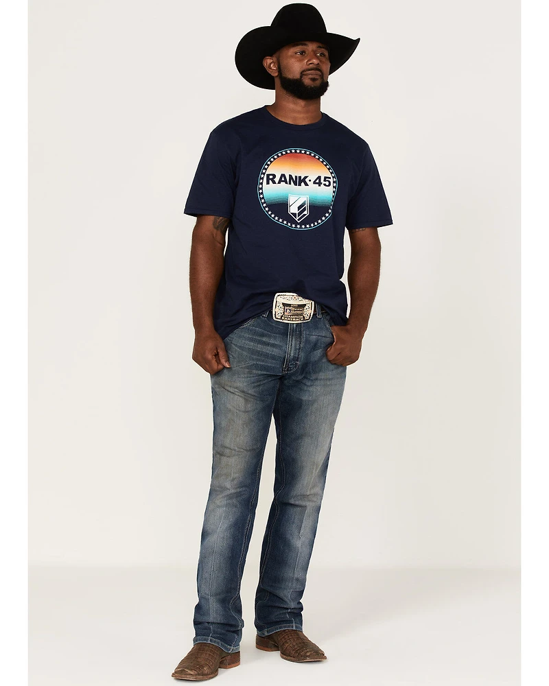 RANK 45® Men's Ombre Southwestern Circle Logo Graphic Short Sleeve T-Shirt
