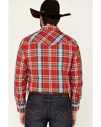 Roper Men's Warm Red Large Plaid Long Sleeve Pearl Snap Western Shirt
