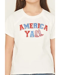 Blended Girls' America Y'all Sequin Short Sleeve Tee